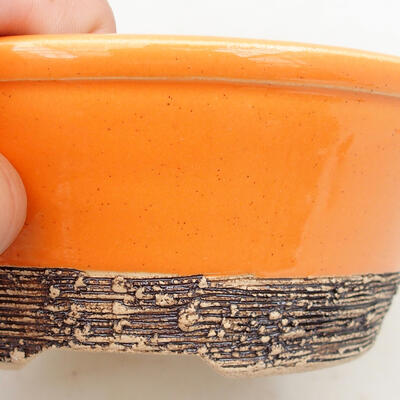 Ceramic bonsai bowl 15 x 15 x 6 cm, color orange - 2