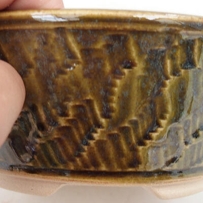 Ceramic bonsai bowl 14 x 14 x 6 cm, color green - 2