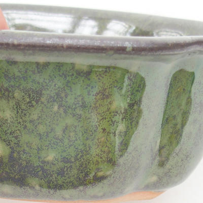 Ceramic bonsai bowl 13.5 x 11.5 x 6 cm, color green - 2