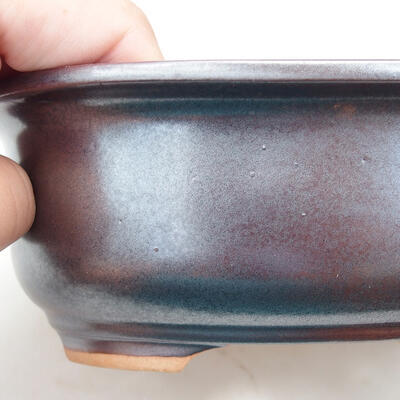 Ceramic bonsai bowl 15 x 12 x 6 cm, metal color - 2