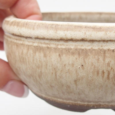 Ceramic bonsai bowl 10.5 x 10.5 x 5 cm, color beige - 2