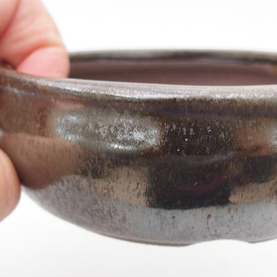 Ceramic bonsai bowl 10 x 10 x 3,5 cm, brown-green color - 2