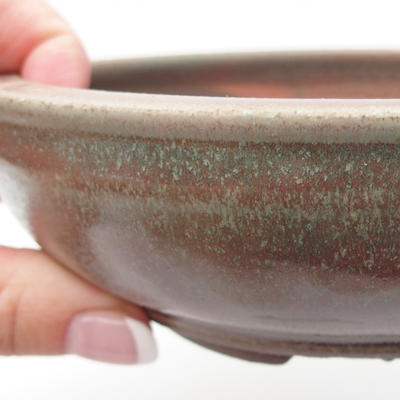 Ceramic bonsai bowl 15 x 15 x 4,5 cm, green-red color - 2