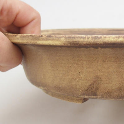 Ceramic bonsai bowl 24 x 21 x 5 cm, brown-yellow color - 2