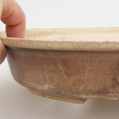 Ceramic bonsai bowl 24 x 21 x 5 cm, brown-beige color - 2