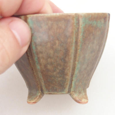 Ceramic bonsai bowl 7 x 7 x 6 cm, color brown-green - 2