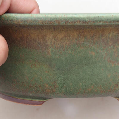 Ceramic bonsai bowl 22 x 18 x 8 cm, color green-brown - 2