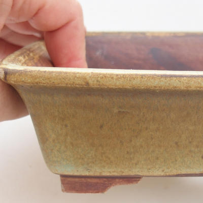 Ceramic bonsai bowl 17 x 14 x 5 cm, green-brown color - 2