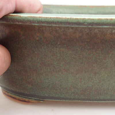 Ceramic bonsai bowl 23.5 x 19.5 x 7.5 cm, color green-brown - 2