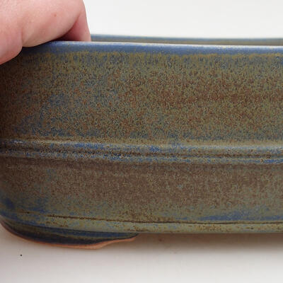 Ceramic bonsai bowl 23.5 x 18.5 x 7.5 cm, color blue-brown - 2