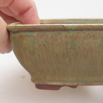 Ceramic bonsai bowl 15 x 12 x 5 cm, green-brown color - 2