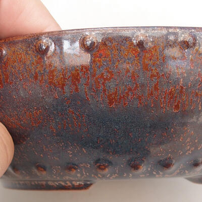 Ceramic bonsai bowl 17 x 17 x 5.5 cm, brown-metal color - 2
