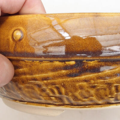 Ceramic bonsai bowl 18 x 18 x 8 cm, color yellow-brown - 2