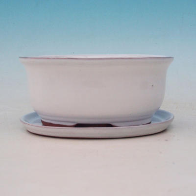 Bonsai bowl tray H 30 - bowl 12 x 10 x 5 cm, tray 12 x 10 x 1 cm, white - bowl 12 x 10 x 5 cm, tray 12 x 10 x 1 cm - 2