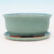 Bonsai bowl tray H 30 - bowl 12 x 10 x 5 cm, tray 12 x 10 x 1 cm, green - bowl 12 x 10 x 5 cm, tray 12 x 10 x 1 cm - 2/3