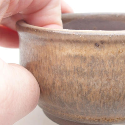 Ceramic bonsai bowl 8.5 x 8.5 x 4.5 cm, brown color - 2