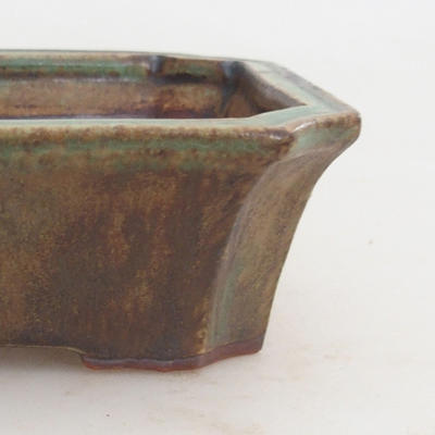 Ceramic bonsai bowl 13,5 x 10,5 x 4 cm, brown-green color - 2nd quality - 2