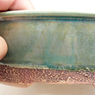 Ceramic bonsai bowl 19 x 19 x 6 cm, color green - 2