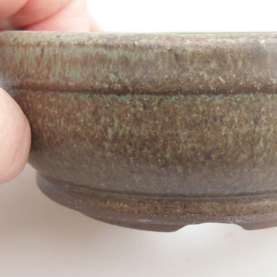 Ceramic bonsai bowl - 10 x 10 x 4,5 cm, brown-green color - 2