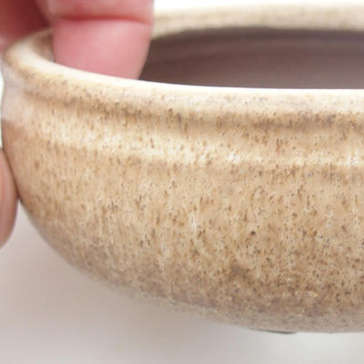 Ceramic bonsai bowl - 10 x 10 x 4 cm, color beige - 2