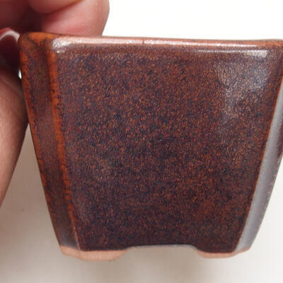 Ceramic bonsai bowl 6.5 x 6.5 x 5.5 cm, color brown - 2