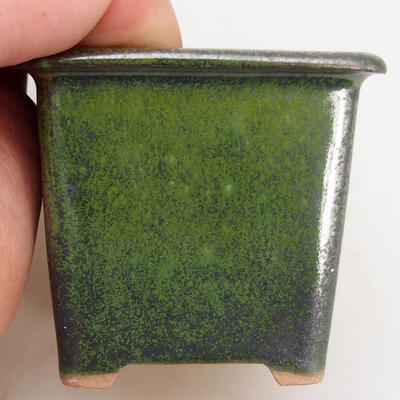 Ceramic bonsai bowl 5.5 x 5.5 x 5.5 cm, color metallic green - 2