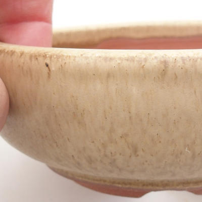 Ceramic bonsai bowl - 11 x 11 x 4 cm, color beige - 2