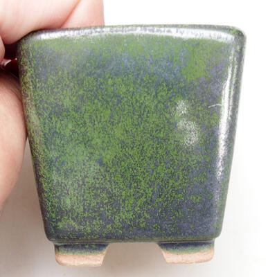 Ceramic bonsai bowl 5.5 x 5.5 x 6 cm, color metallic green - 2