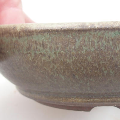 Ceramic bonsai bowl - 13 x 13 x 3,5 cm, color green - 2