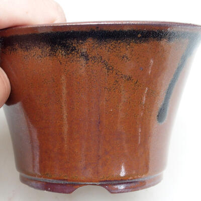 Ceramic bonsai bowl 10.5 x 10.5 x 6.5 cm, brown-black color - 2