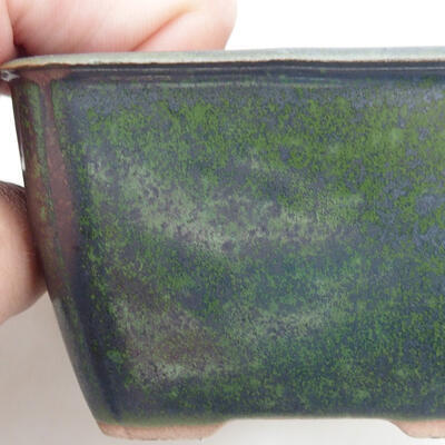 Ceramic bonsai bowl 8 x 8 x 5 cm, color metallic green - 2