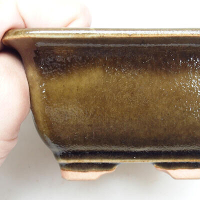 Ceramic bonsai bowl 10 x 10 x 6 cm, color yellow-black - 2