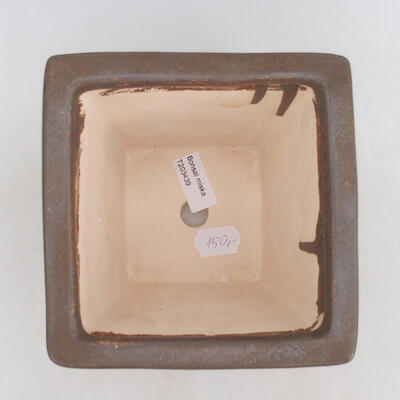 Ceramic bonsai bowl 14.5 x 14.5 x 15.5 cm, brown color - 2