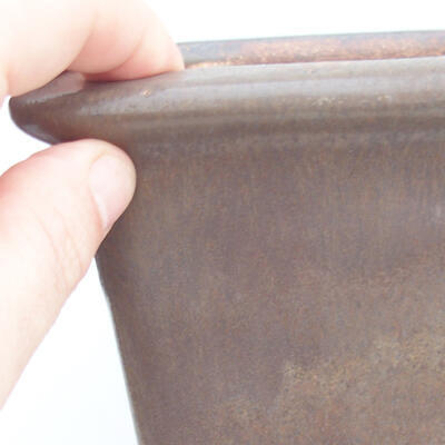 Ceramic bonsai bowl 14.5 x 14.5 x 15.5 cm, brown color - 2