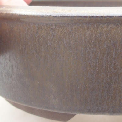 Ceramic bonsai bowl 16.5 x 16.5 x 5.5 cm, brown-green color - 2