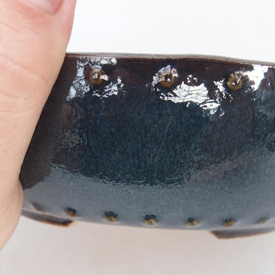 Ceramic bonsai bowl 18 x 18 x 5 cm, black-blue color - 2nd quality - 2