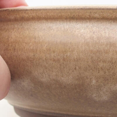Ceramic bonsai bowl 19.5 x 19.5 x 5.5 cm, beige color - 2