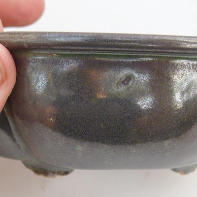 Ceramic bonsai bowl 13 x 10 x 4,5 cm, color teal - 2nd quality - 2