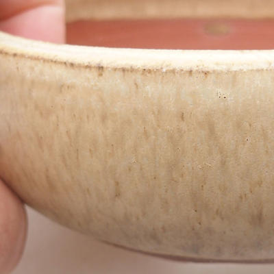 Ceramic bonsai bowl 10.5 x 10.5 x 4 cm, beige color - 2