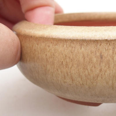 Ceramic bonsai bowl 10 x 10 x 4 cm, beige color - 2