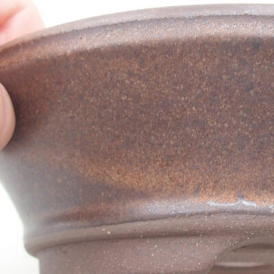 Ceramic bonsai bowl 14.5 x 14.5 x 4.5 cm, brown color - 2