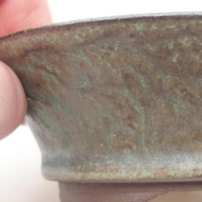 Ceramic bonsai bowl 9.5 x 6.5 x 3.5 cm, color brown-green - 2