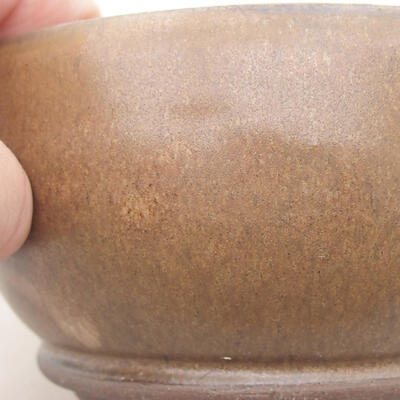 Ceramic bonsai bowl 10.5 x 10.5 x 6 cm, brown color - 2