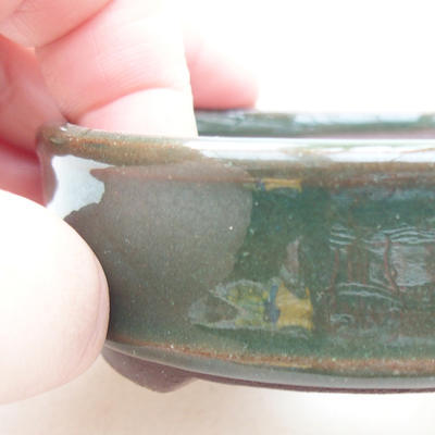 Ceramic bonsai bowl 9 x 9 x 3 cm, color green - 2