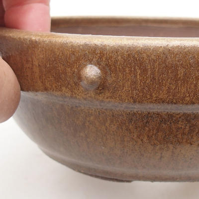 Ceramic bonsai bowl 15.5 x 15.5 x 5.5 cm, brown color - 2