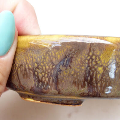 Ceramic bonsai bowl 9 x 8.5 x 2.5 cm, color yellow-brown - 2