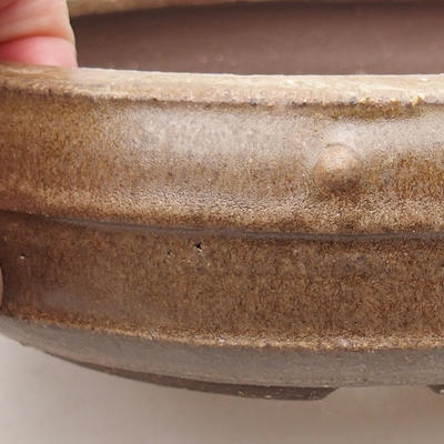 Ceramic bonsai bowl 19.5 x 19.5 x 5.5 cm, brown color - 2