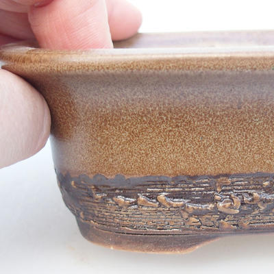 Ceramic bonsai bowl 12.5 x 9 x 5 cm, brown color - 2