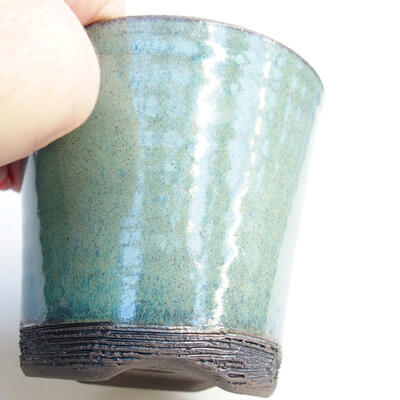 Ceramic bonsai bowl 8 x 8 x 7.5 cm, color green - 2