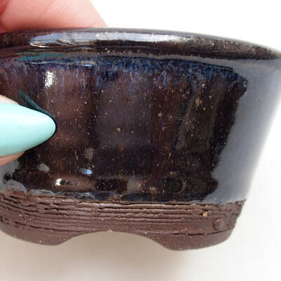 Ceramic bonsai bowl 9.5 x 9.5 x 4.5 cm, metallic color - 2